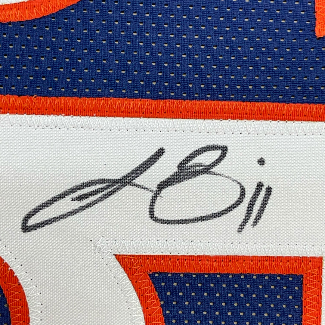 FRAMED Autographed/Signed LANCE BRIGGS 33x42 Chicago Blue Jersey Beckett BAS COA