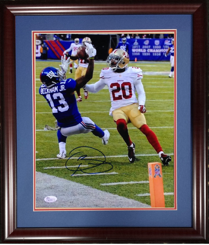 Odell Beckham Jr Signed 11x14 Photo Framed catch Giants Rams Super Bowl Jsa Auto