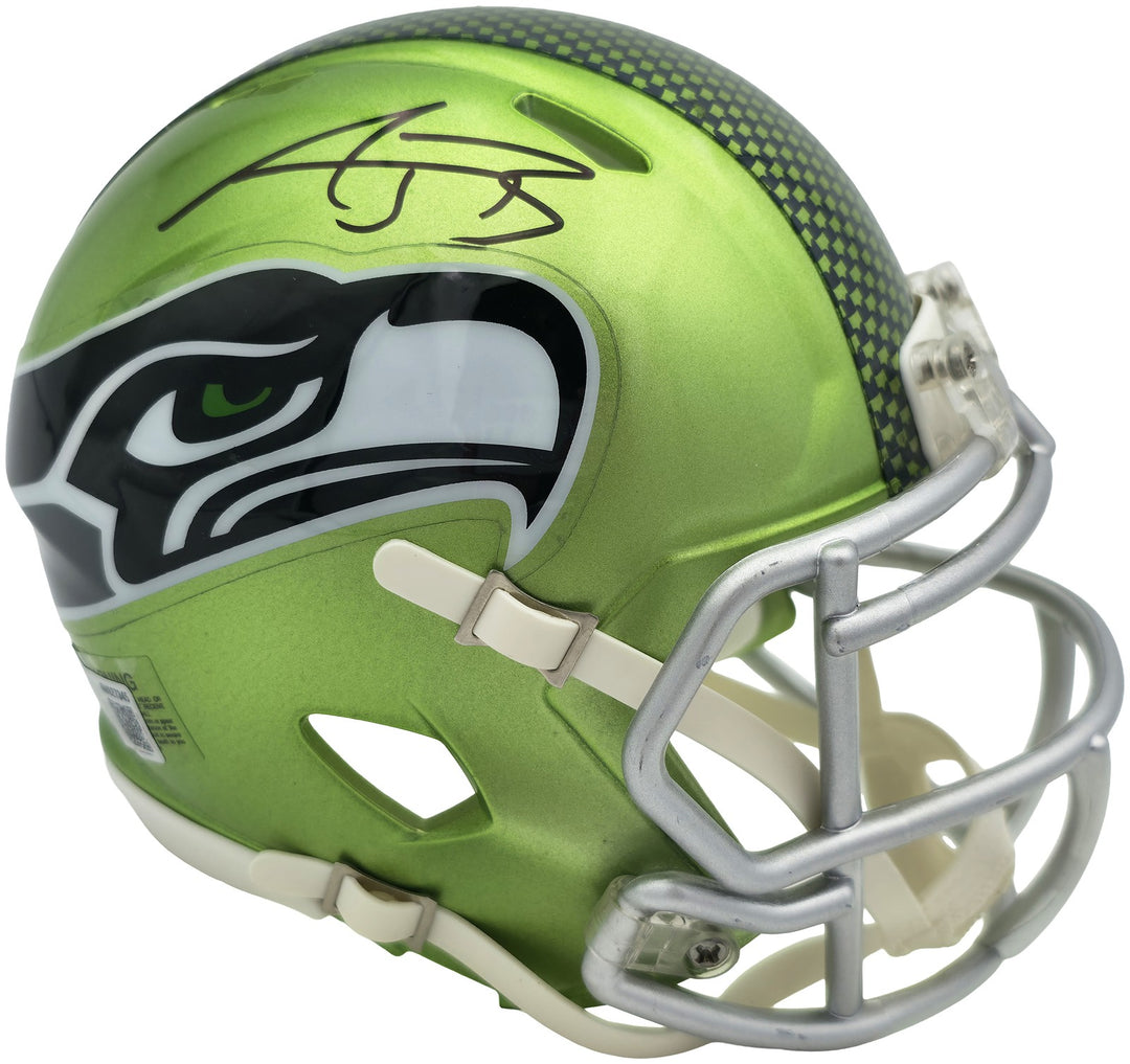 AJ Barner Signed Seattle Seahawks Flash Green Speed Mini Helmet Beckett Witness