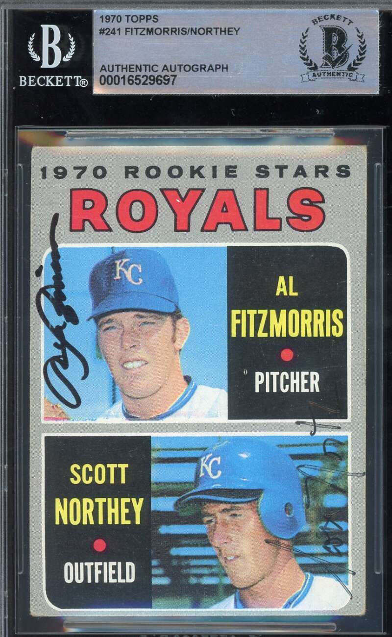 Al Fitzmorris Scott Northey Beckett BAS Signed 1970 Topps Rookie Stars Autograph