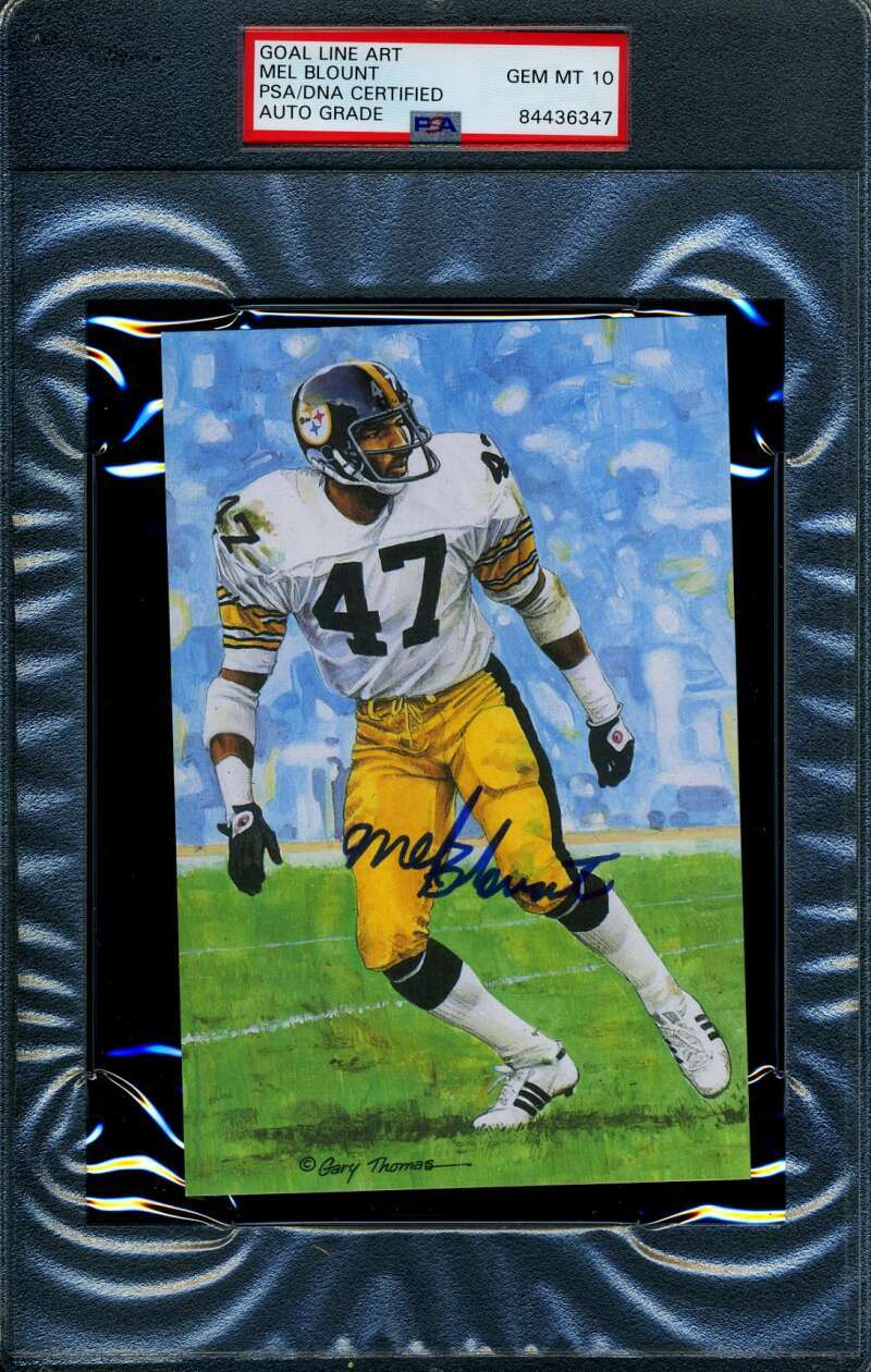 Mel Blount Gem Mint 10 PSA DNA Slabbed Signed Goal Line Art Card Autograph