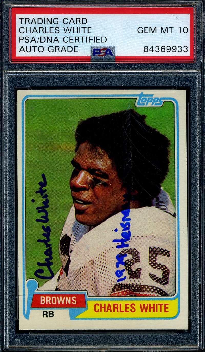 Charles White Gem Mint 10 PSA DNA Signed 1981 Topps Rookie Autograph