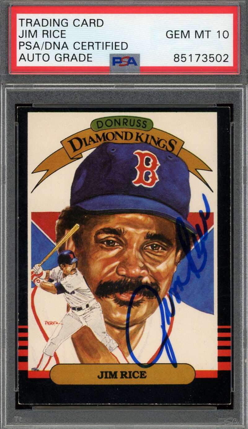 Jim Rice Gem Mint 10 PSA DNA Signed 1986 Donruss Diamond Kings Autograph