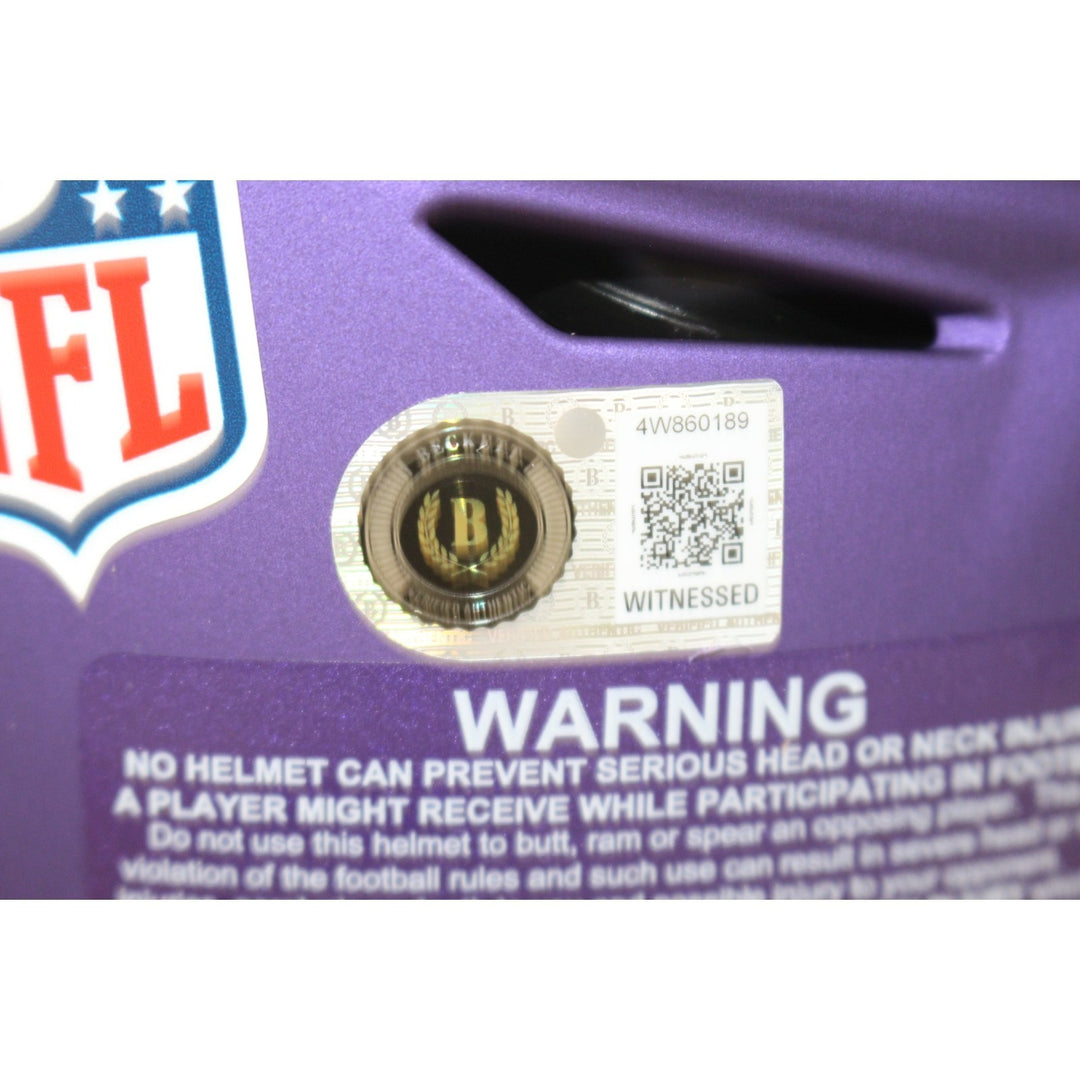 Randy Moss Justin Jefferson Signed Minnesota Vikings SpeedFlex Helmet BAS 57980