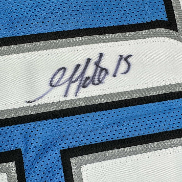 Framed Autographed/Signed Golden Tate 35x39 Detroit Blue Jersey Beckett BAS COA
