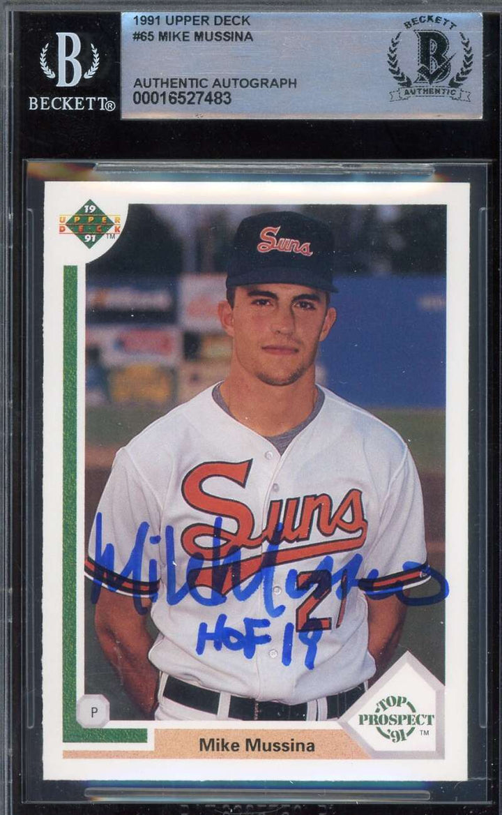 Mike Mussina Beckett BAS Signed 1991 Upper Deck Rookie Autograph