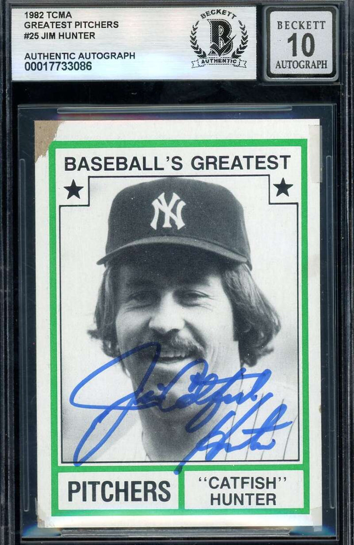 Jim Catfish Hunter Gem Mint 10 Beckett BAS Signed 1982 TCMA Greatest Pitchers Au