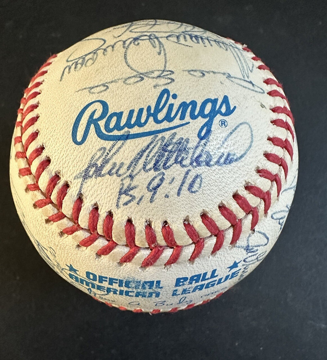 1996 Yankees World Series Team Signed Baseball Derek Jeter Rivera 33 Auto Psa