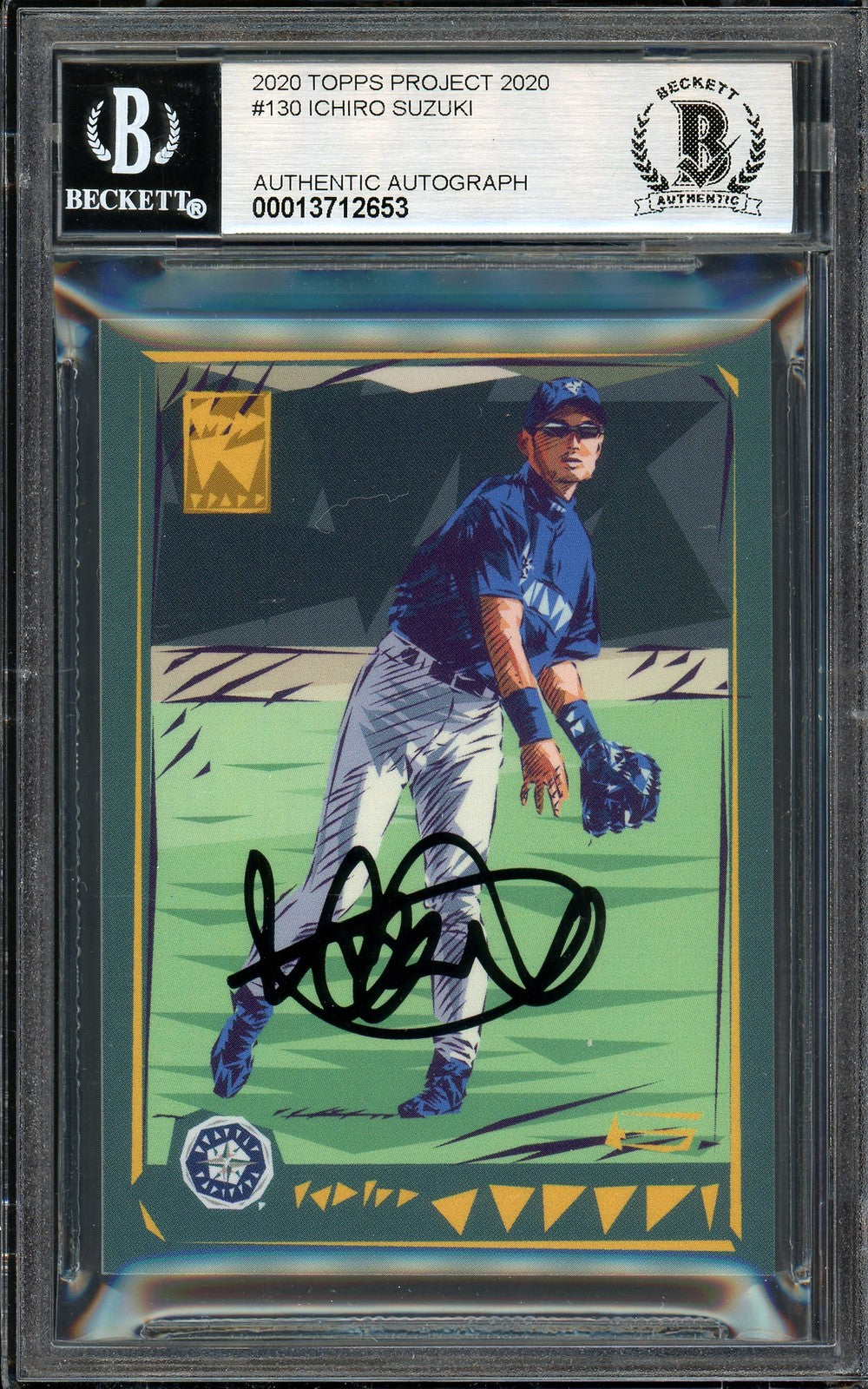 Ichiro Suzuki Auto Topps Project 2020 Naturel Card 130 Sig 10 Black #4/5 Beckett