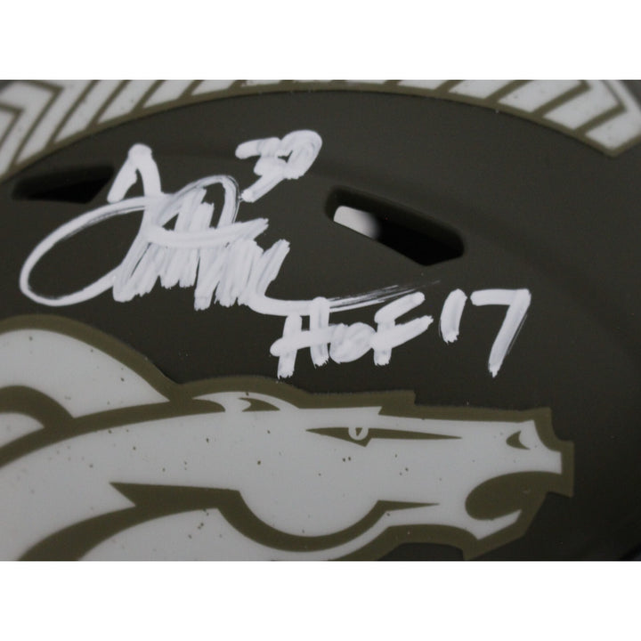 Terrell Davis Autographed Denver Broncos 22 STS Mini Helmet HOF Beckett 46973