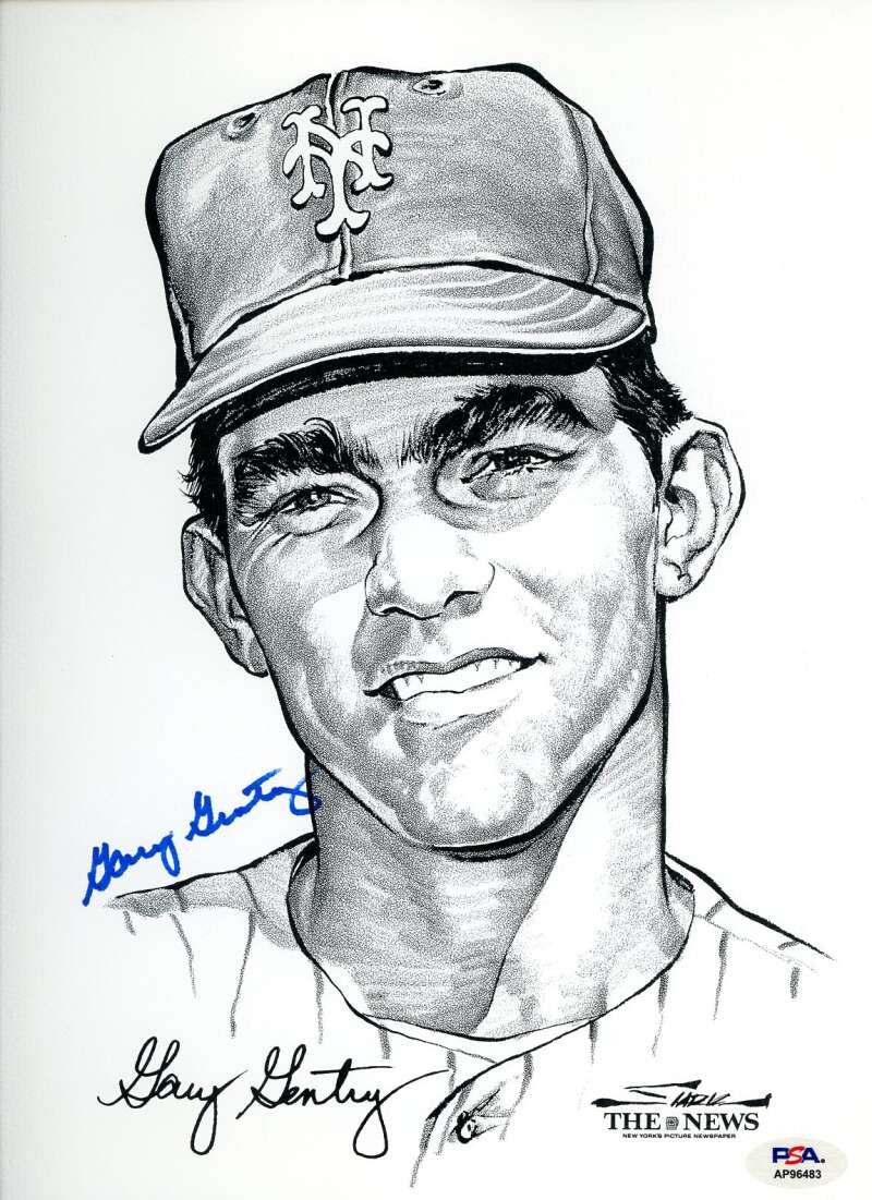Gary Gentry PSA DNA Signed 1969 NY Mets Daily News Portfolio Photo Autograph