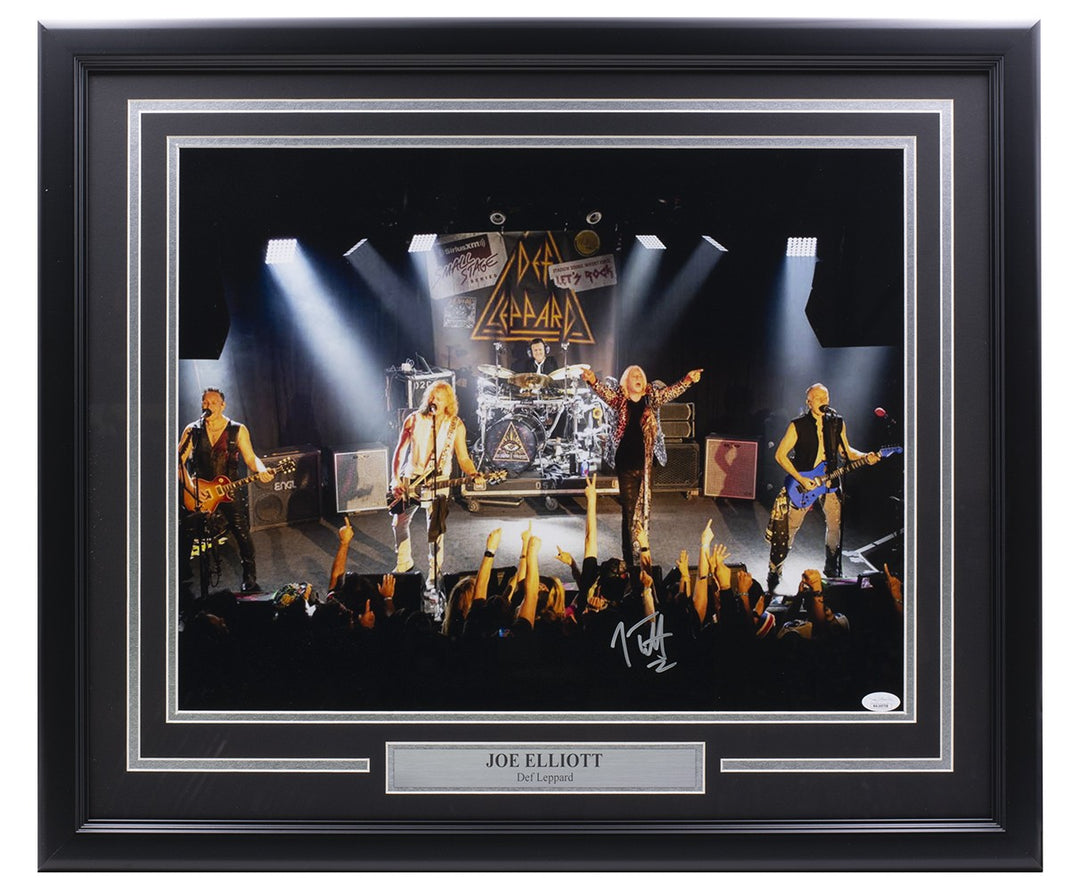 Joe Elliott Signed Framed 16x20 Def Leppard Performance Photo JSA ITP