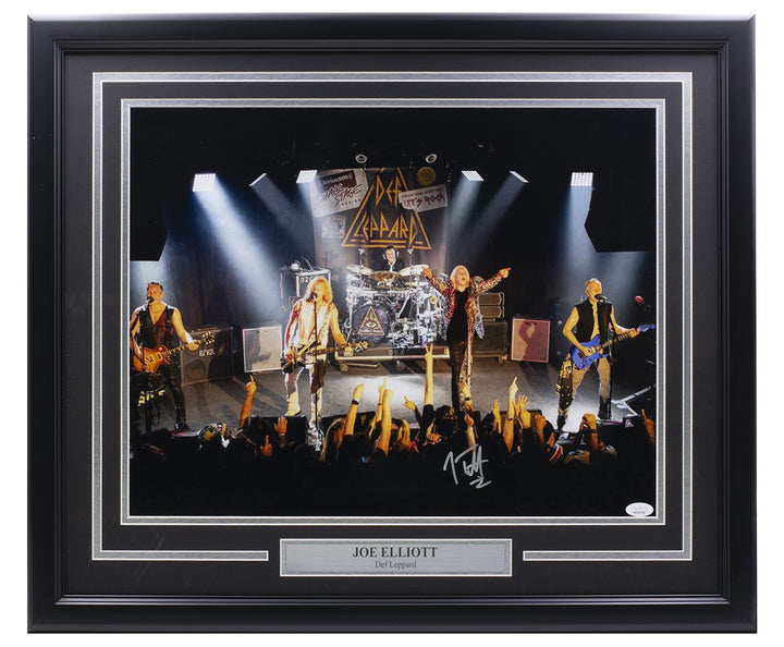 Joe Elliott Signed Framed 16x20 Def Leppard Performance Photo JSA ITP