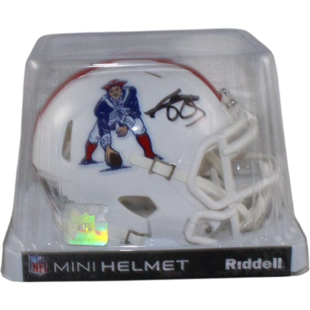 AJ Brown Signed New England Patriots 82-89 TB Mini Helmet Beckett WIT 57965