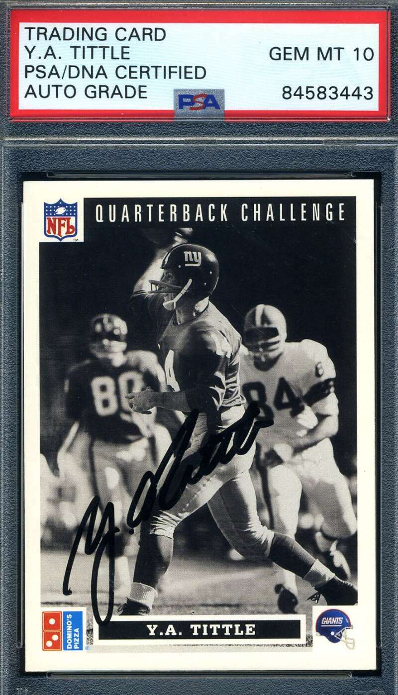 Ya Tittle Gem Mint 10 PSA DNA Signed 1990 Dominos Upper Deck Autograph 4