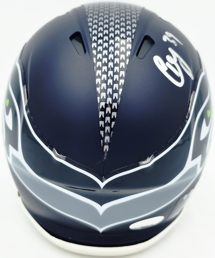 Ty Okada Signed Seahawks Blue Speed Mini Helmet MCS Holo