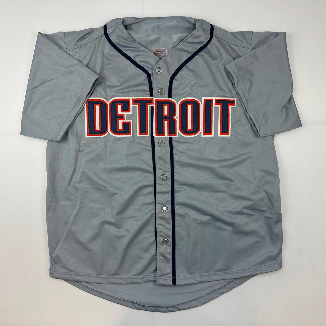 Facsimile Autographed Miguel Cabrera Detroit Grey Reprint Jersey Size Men's XL