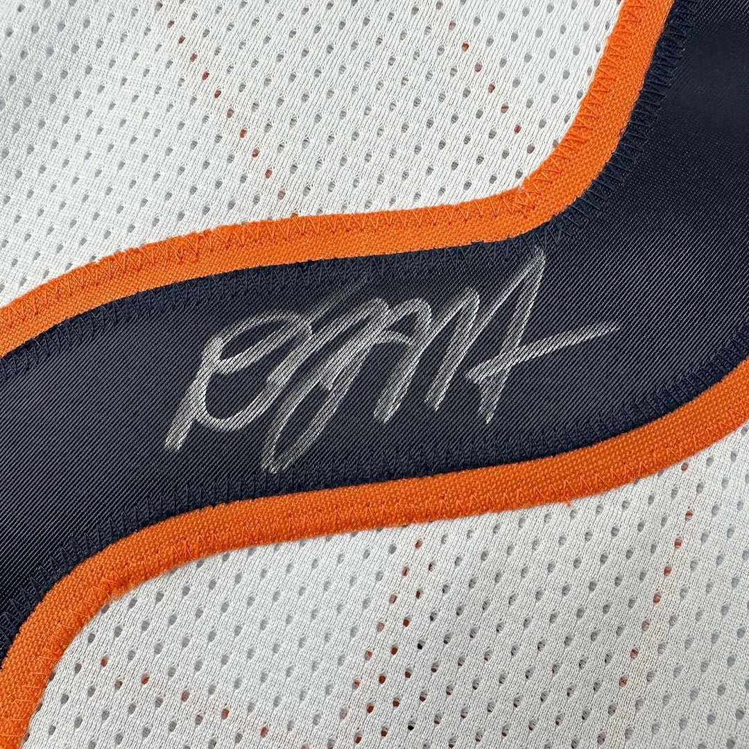 Framed Autographed/Signed D.J. DJ Moore 35x39 White Football Jersey BAS COA