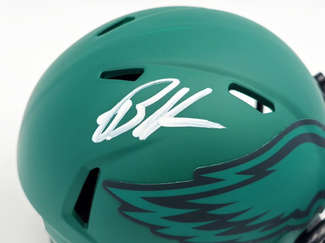 Brandon Graham Signed Eagles Rave Green Speed Mini Helmet Beckett Wit