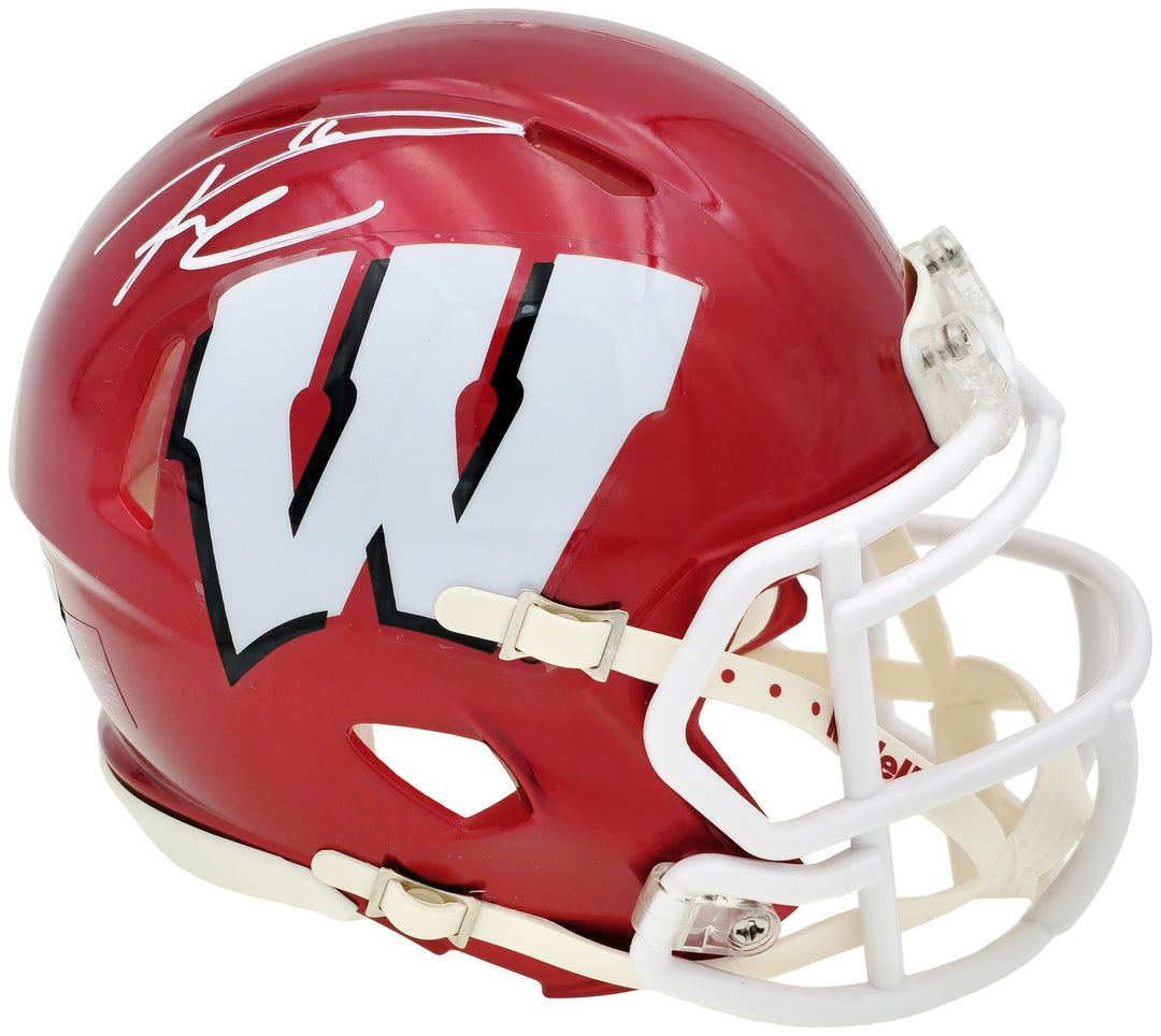 Russell Wilson Auto Wisconsin Badgers Flash Red Speed Mini Helmet Fanatics Holo