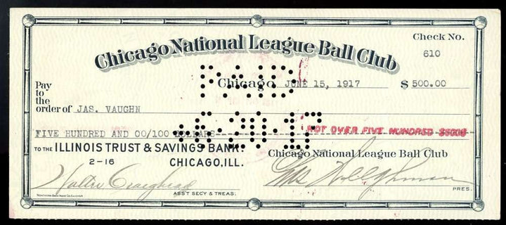 Bill Veeck Hippo Vaughn PSA DNA Loa Signed by 3 1917  Chicago Cubs C ubs Auto