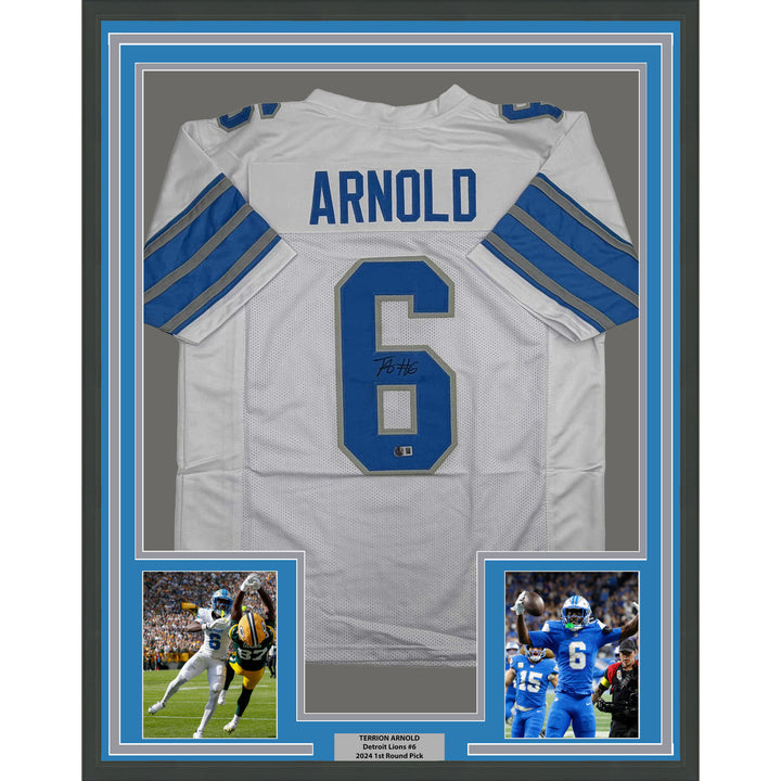 Framed Autographed/Signed Terrion Arnold 35x39 Detroit White Jersey Beckett COA
