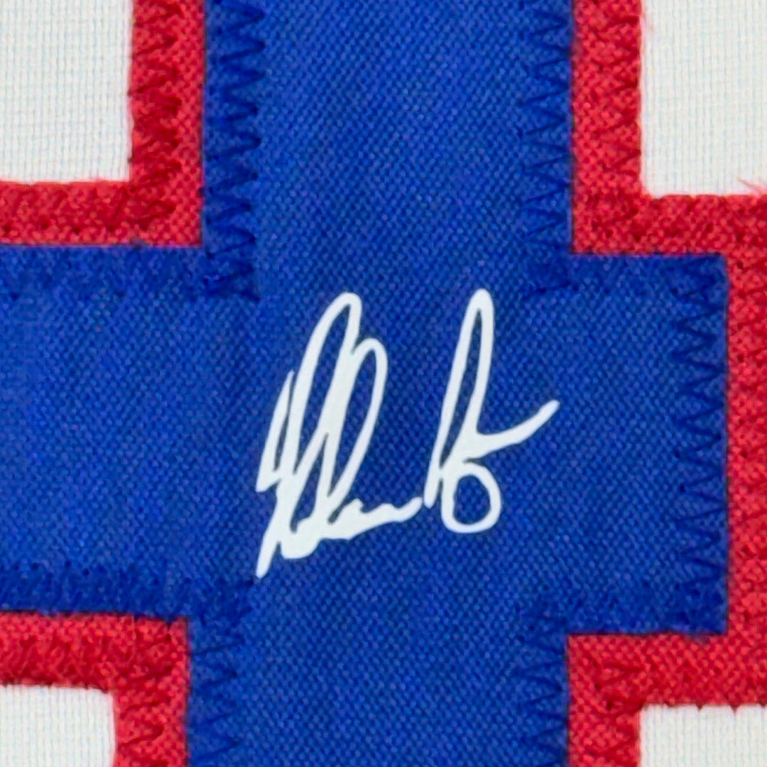 Framed Facsimile Autographed Nolan Ryan 33x42 White Reprint Laser Auto Jersey