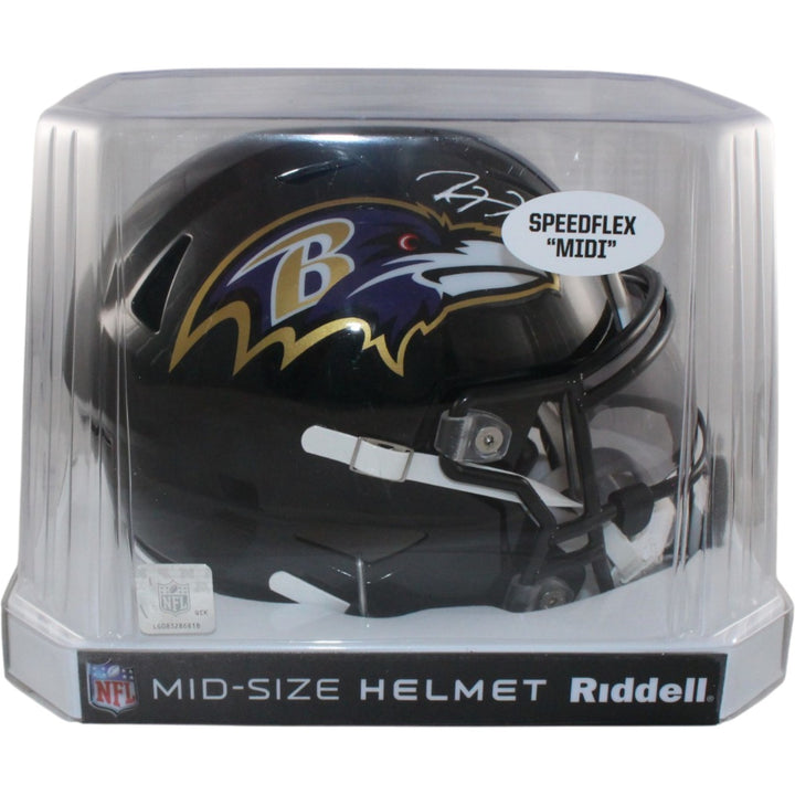 Ray Lewis Autographed Baltimore Ravens Mid-Size Midi Helmet Beckett W 55632