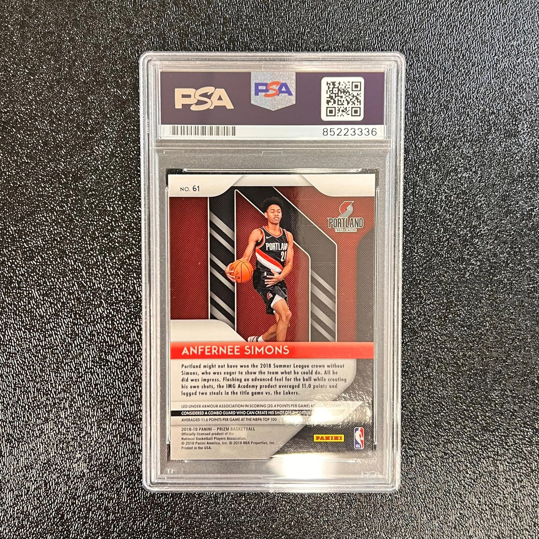 2018 Panini Prizm #61 ANFERNEE SIMONS Signed Rookie Card AUTO PSA Slabbed RC Bla