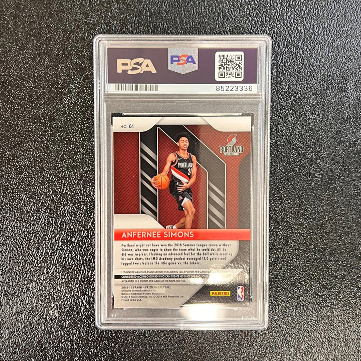 2018 Panini Prizm #61 ANFERNEE SIMONS Signed Rookie Card AUTO PSA Slabbed RC Bla