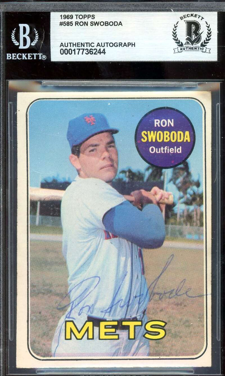 Ron Swoboda Beckett BAS Vintage Signed 1969 Topps Mets Autographed