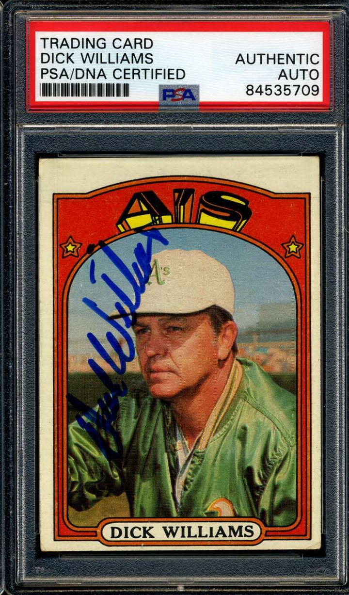 Dick Williams PSA DNA Coa Signed 1972 Topps Autograph