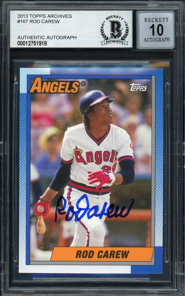 Rod Carew Auto 2013 Topps Archives Card 167 California Angels Auto GM 10 Beckett