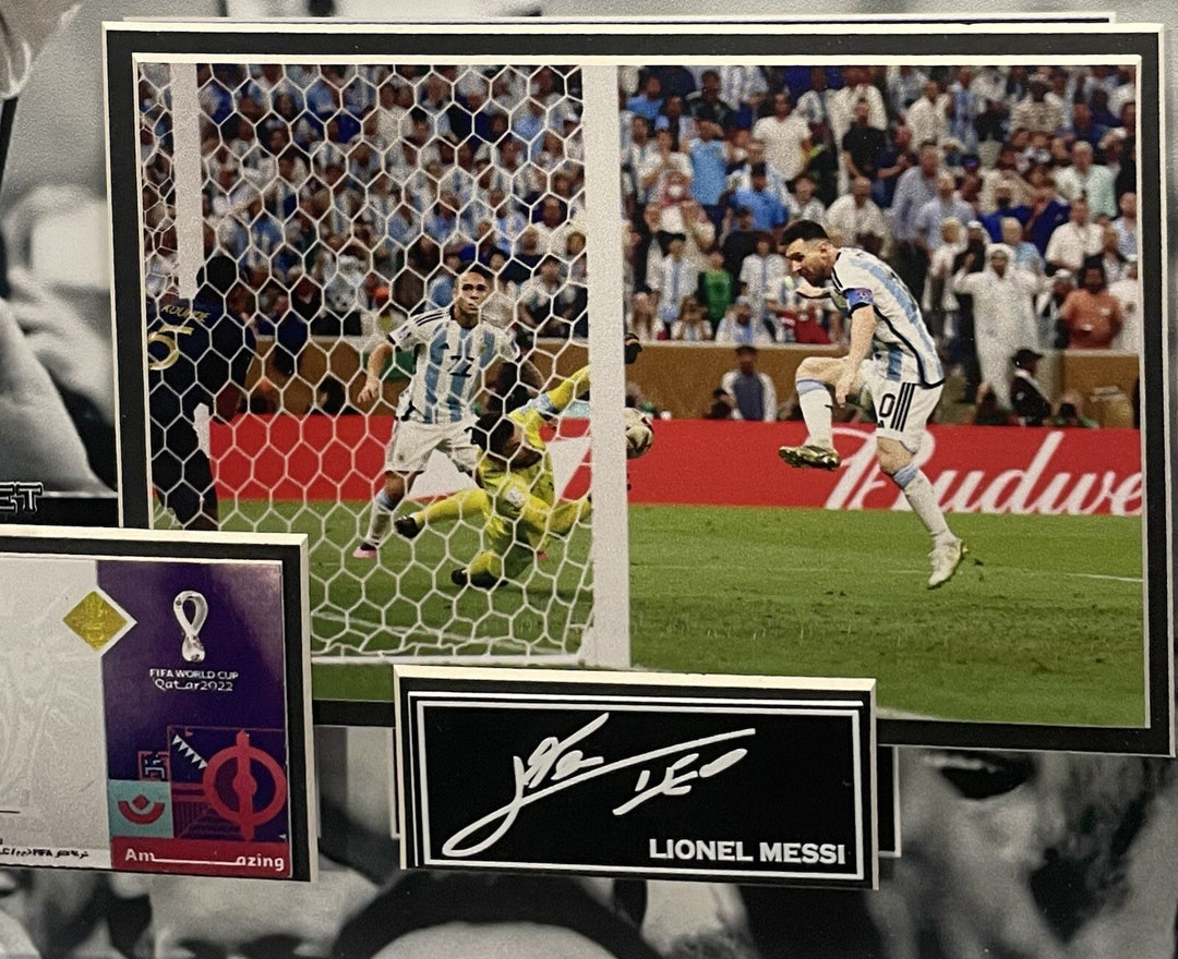 Lionel Messi Framed 3D Photo Facsimile Auto Argentina 2022 World Cup Rep Ticket