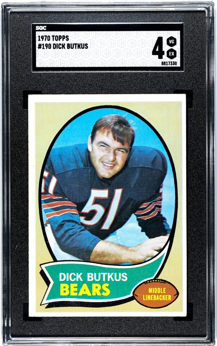 Dick Butkus 1970 Topps Card #190- SGC Graded 4 VG-EX (Chicago Bears)