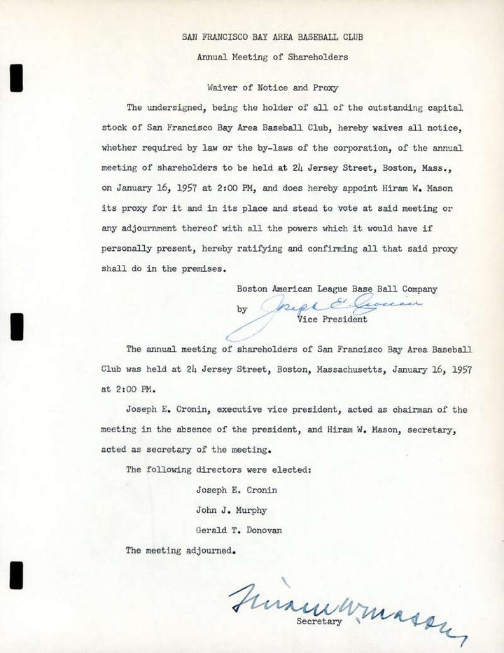 Joe Cronin PSA DNA Signed 1957 Contract Autograph