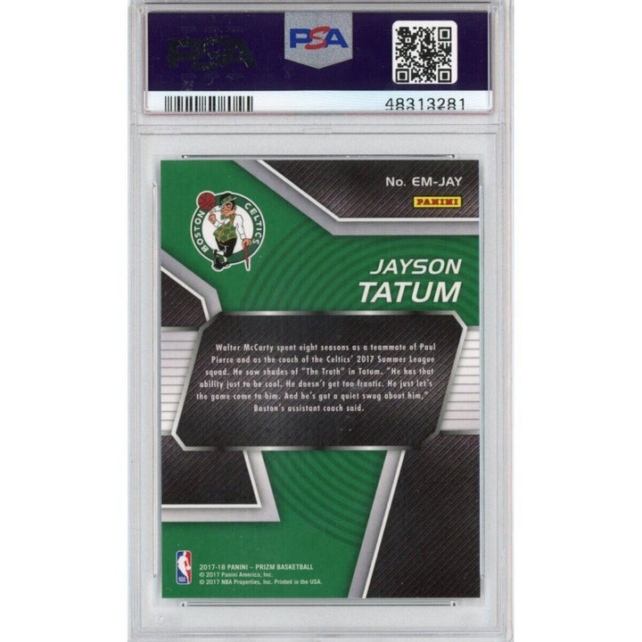 Graded 2017-18 Panini Prizm JAYSON TATUM #EMJAY Emergent Rookie RC Card PSA 10