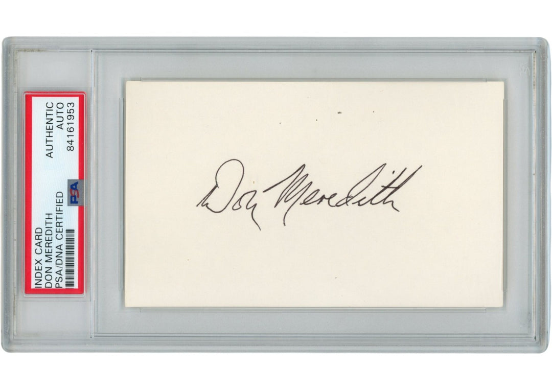 Don Meredith Autographed/Signed Dallas Cowboys Index Card Slabbed PSA 54915