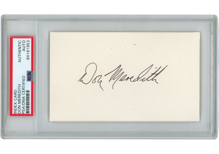 Don Meredith Autographed/Signed Dallas Cowboys Index Card Slabbed PSA 54915