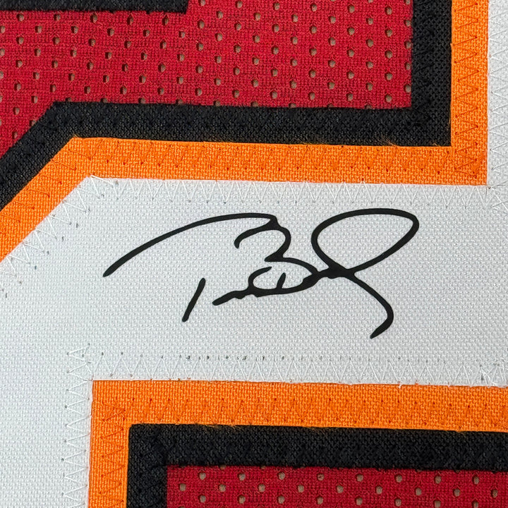 Framed Facsimile Autographed Tom Brady 33x42 Tampa Red Reprint Laser Auto Jersey