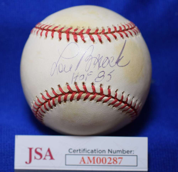 Lou Brock HOF 85 JSA COA Autograph National League Signed Baseball