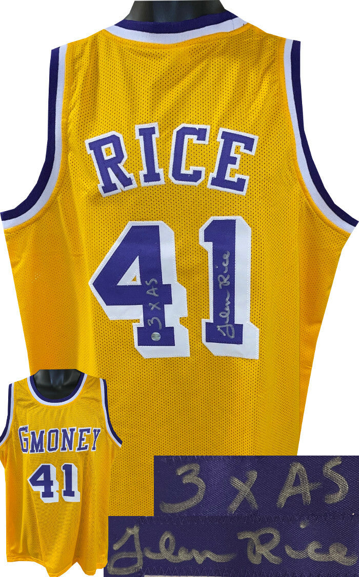 Glen Rice signed Los Angeles GMoney Yellow Custom Stitched Pro Jersey 3X AS- AWM