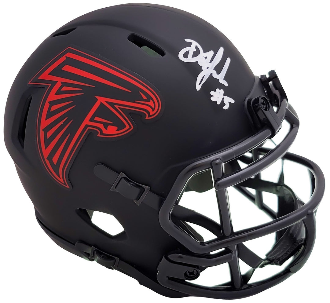 Drake London Signed Atlanta Falcons Eclipse Black Speed Mini Helmet Beckett