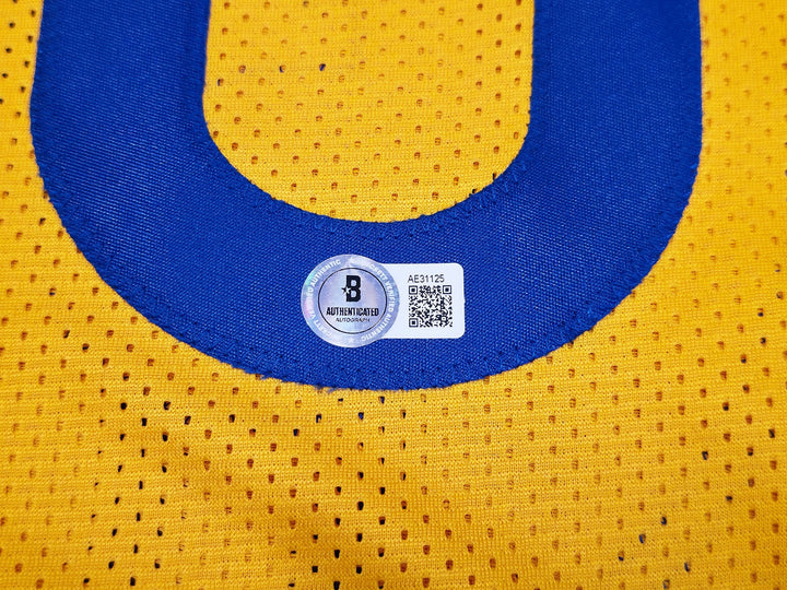 Golden State Warriors Stephen Curry Signed Yellow Jersey Beckett