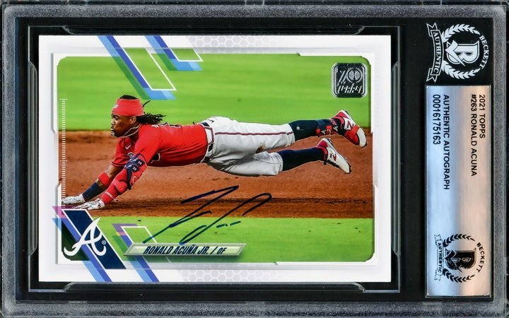 Ronald Acuna Jr. Signed 2021 Topps Card #263 Atlanta Braves Beckett #16175163