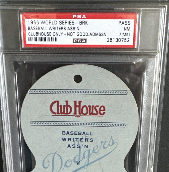 1955 WORLD SERIES Clubhouse TICKET Brooklyn DODGERS Jackie Robinson Psa 7 Pop 1