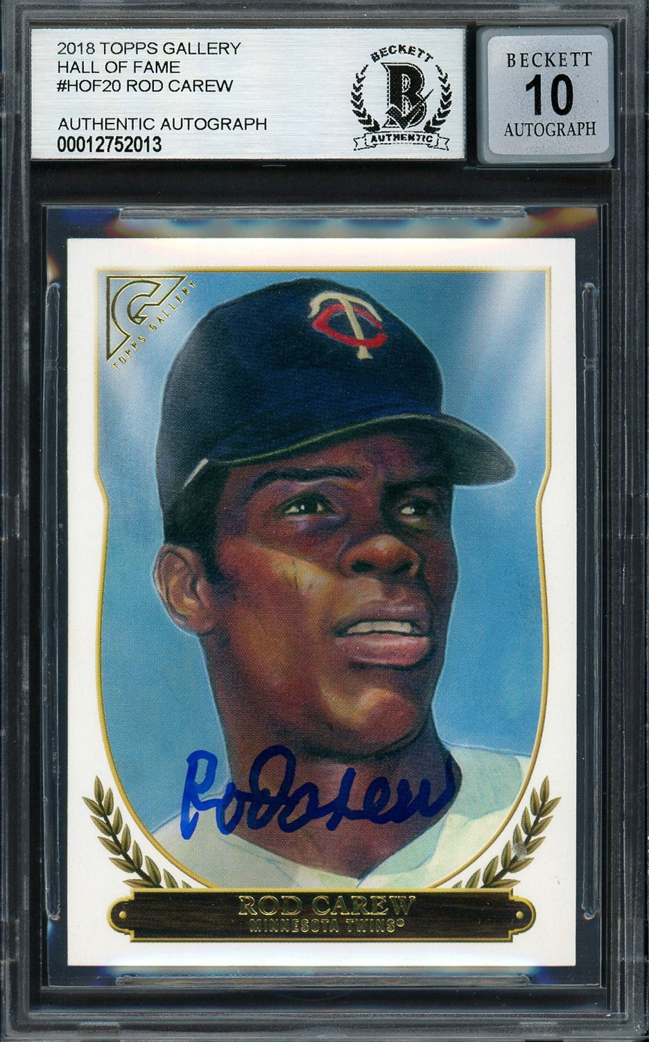 Rod Carew Auto 2018 Topps Gallery Card HOF-20 Twins Auto GM 10 Beckett #12752013