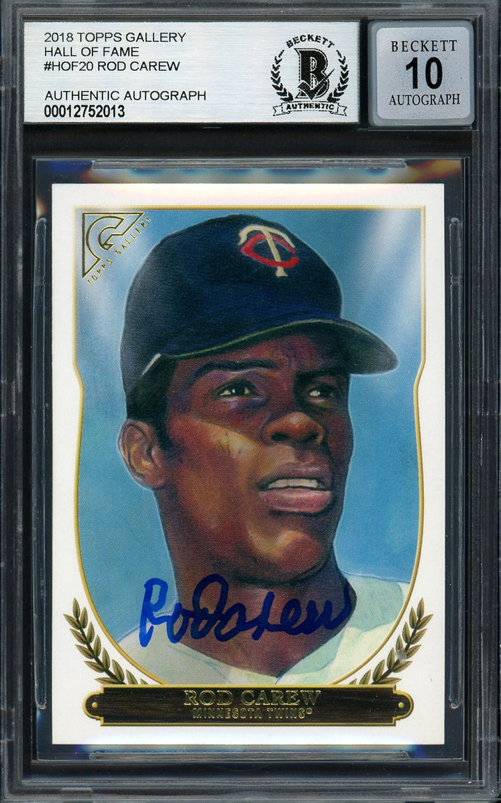 Rod Carew Auto 2018 Topps Gallery Card HOF-20 Twins Auto GM 10 Beckett #12752013