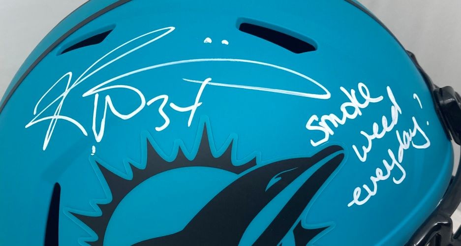 Ricky Williams Signed Dolphins FS Rave Speed Replica Helmet Smoke Everyday BAS