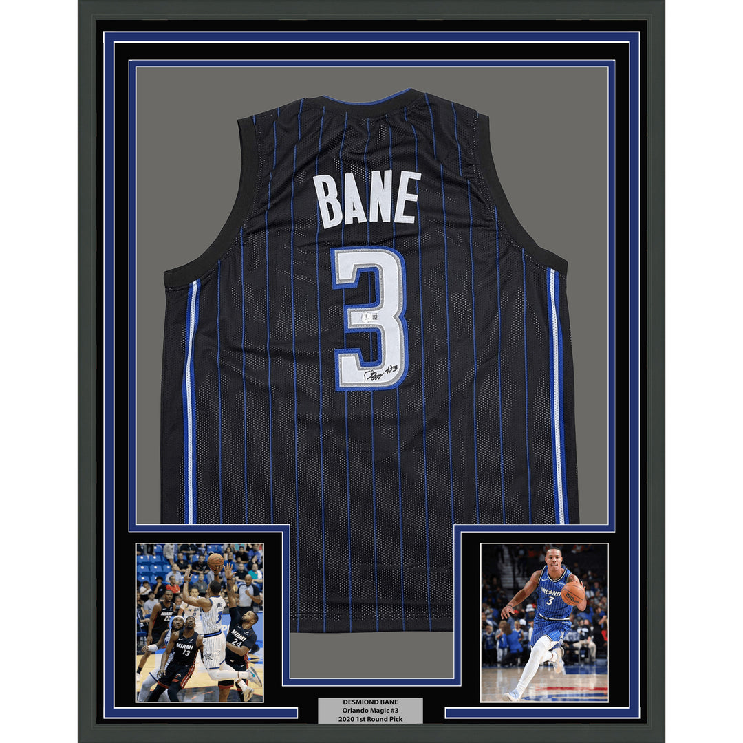 Framed Autographed Desmond Bane Orlando Black Pinstripe Jersey BAS COA